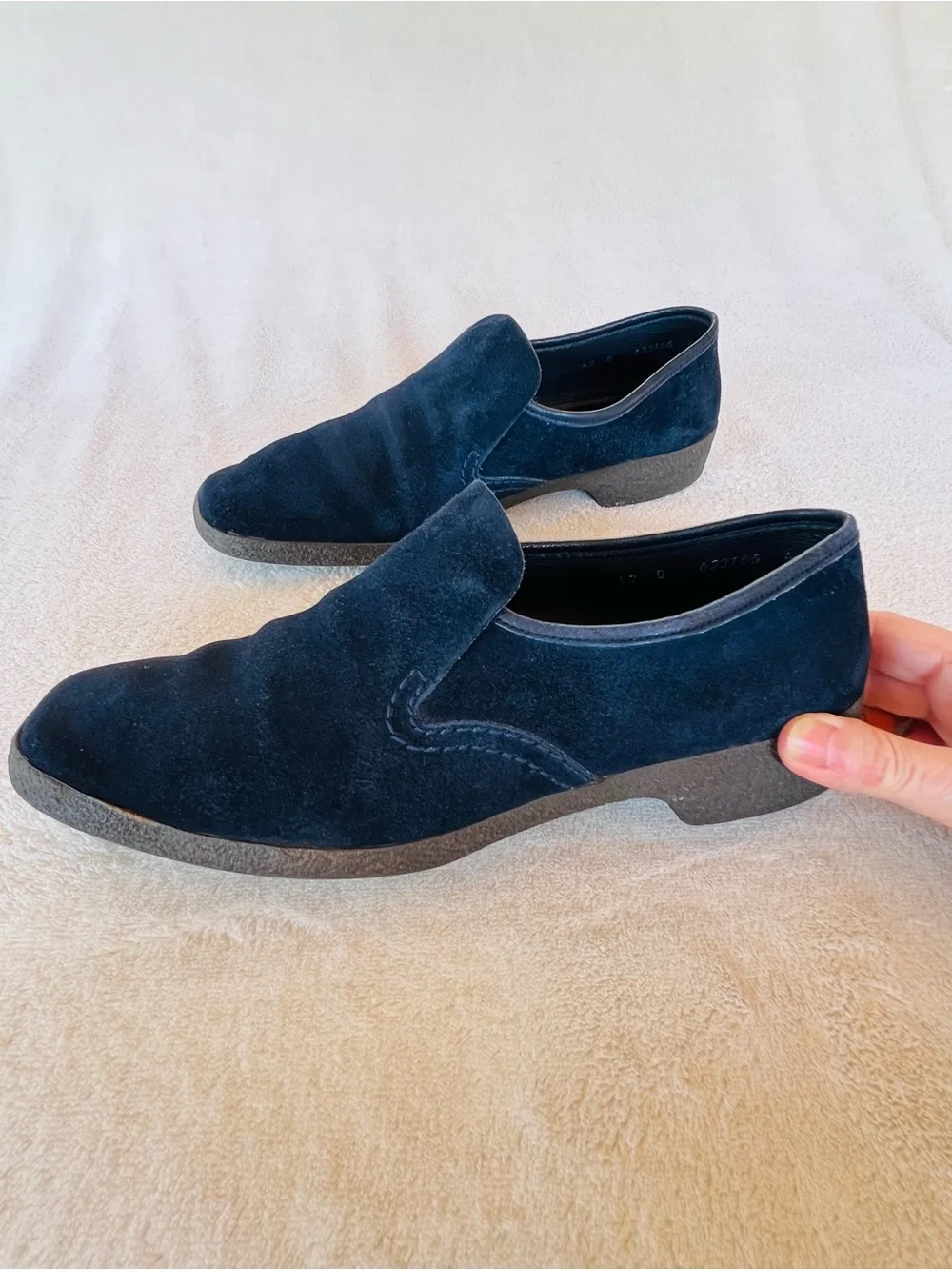 Vintage Bally Juventus Navy Suede Venetian Loafers Switzerland EU 42 US 10.5